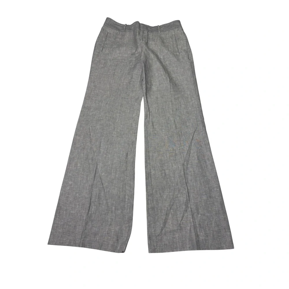 Banana Republic Martin Fit Grey 100% Linen Wide Trousers Pants Womens 8 W32 L33